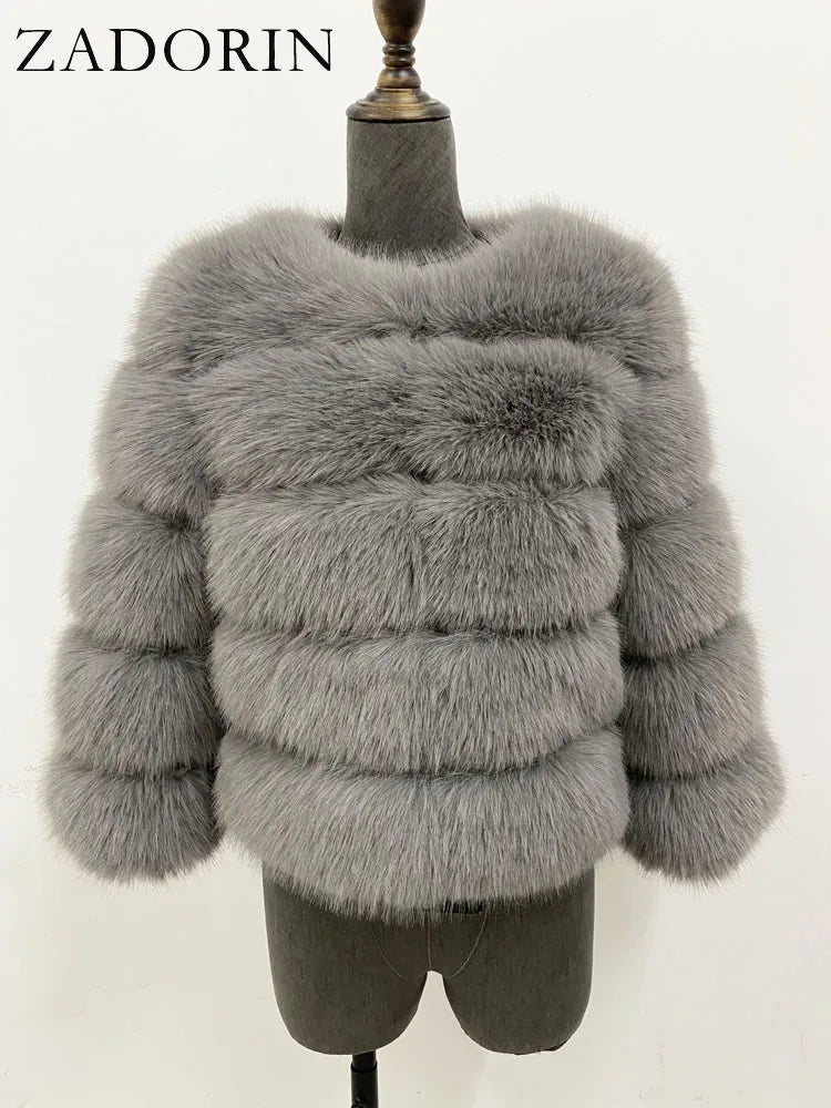 Elegant Fluffy Faux Fur Jacket Top Short Fur Coats Woman Clothing