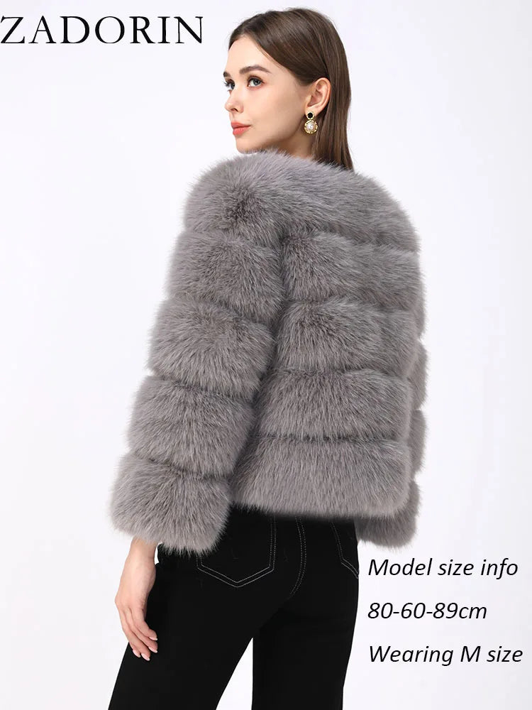 Elegant Fluffy Faux Fur Jacket Top Short Fur Coats Woman Clothing