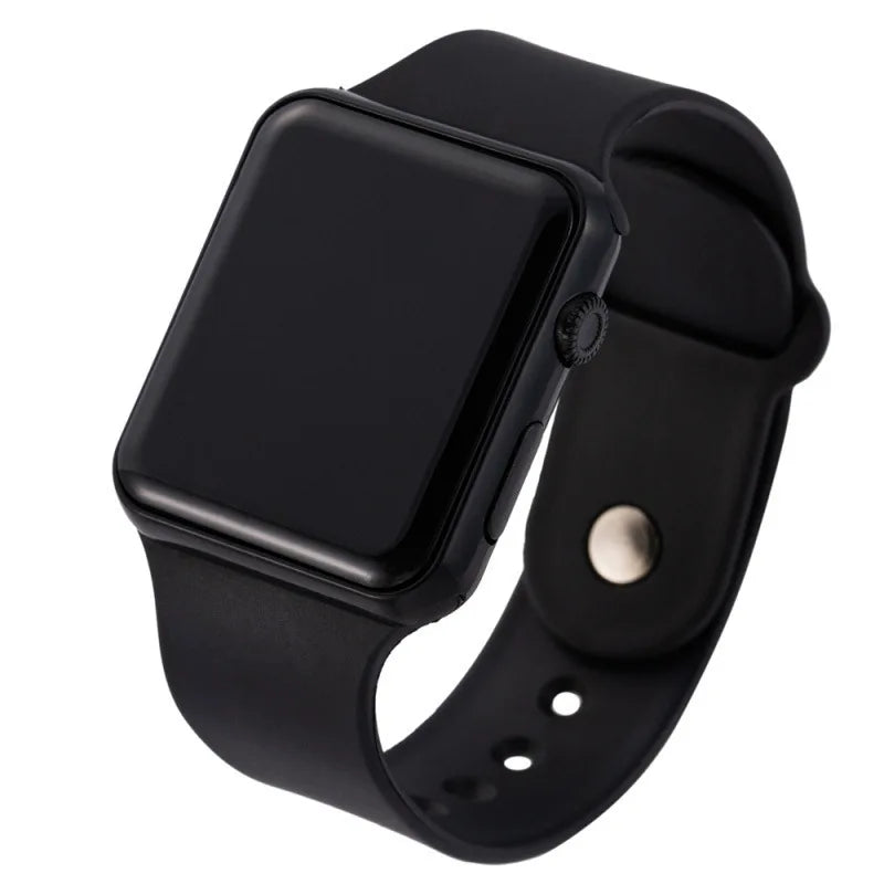 Digital Watch Women Men Square LED Watches Silicone Belt Electronic