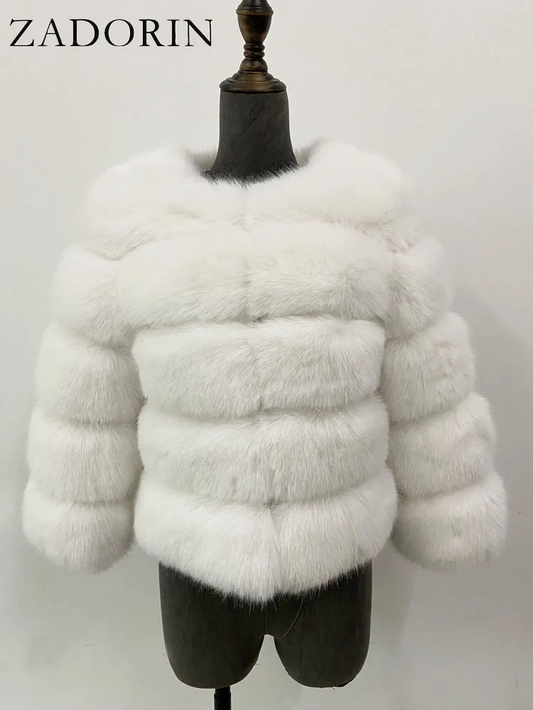 Elegant Fluffy Faux Fur Jacket Top Short Fur Coats Woman Clothing