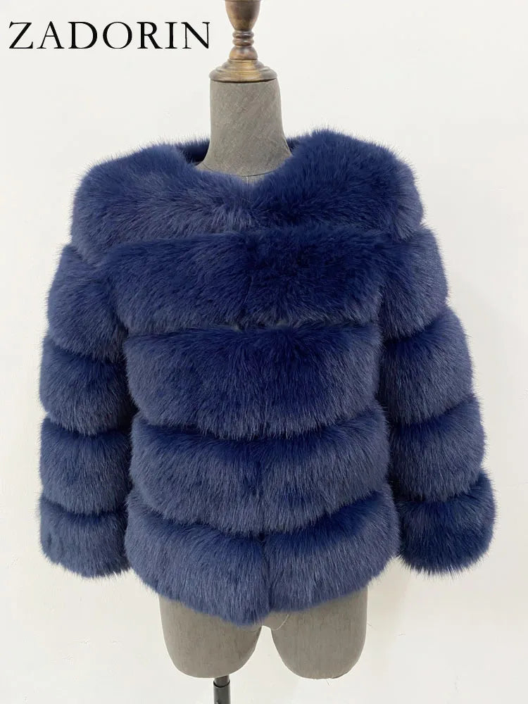 Elegant Fluffy Faux Fur Jacket Top Short Fur Coats Woman Clothing