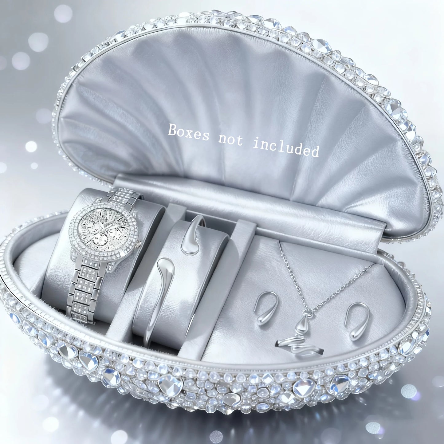 6pcs Elegant Rhinestone Women's Quartz Wristwatches with Round Dial Minimalist Jewelry Set Reloj Mujer（Without Box）