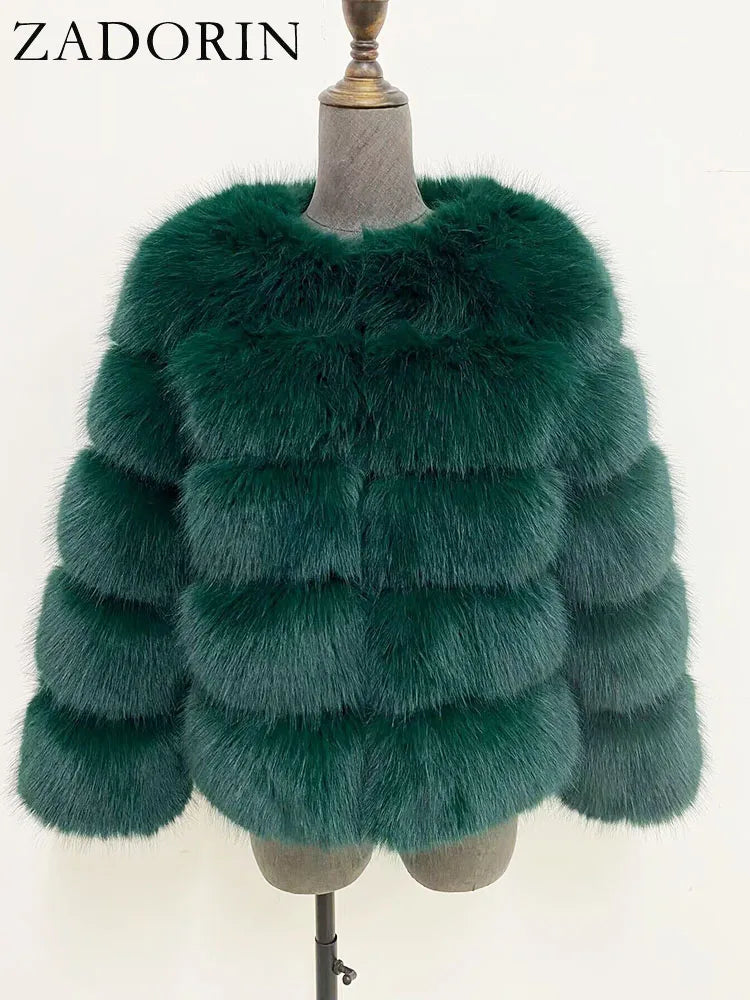 Elegant Fluffy Faux Fur Jacket Top Short Fur Coats Woman Clothing