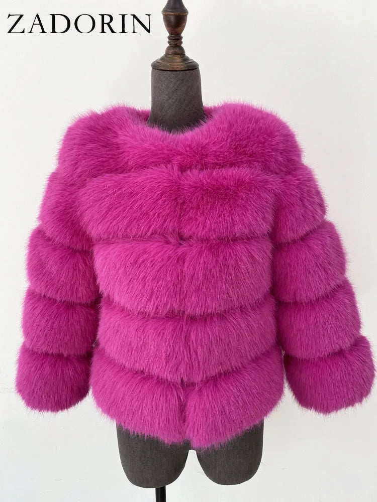Elegant Fluffy Faux Fur Jacket Top Short Fur Coats Woman Clothing