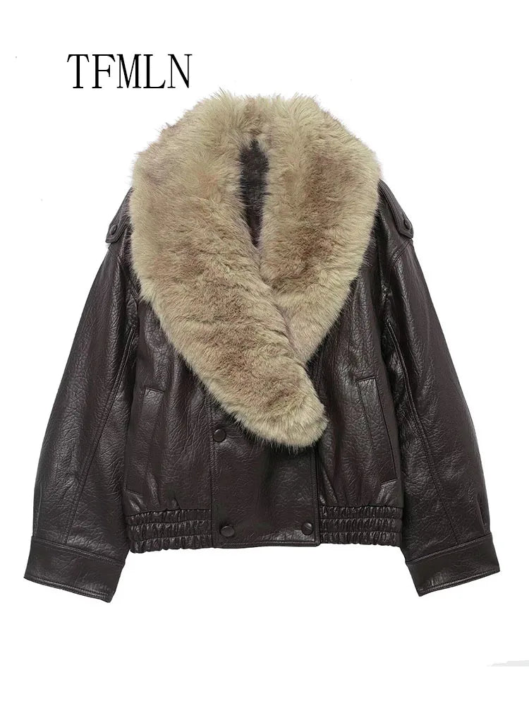 Retro Women Loose Faux Leather Jacket 2025