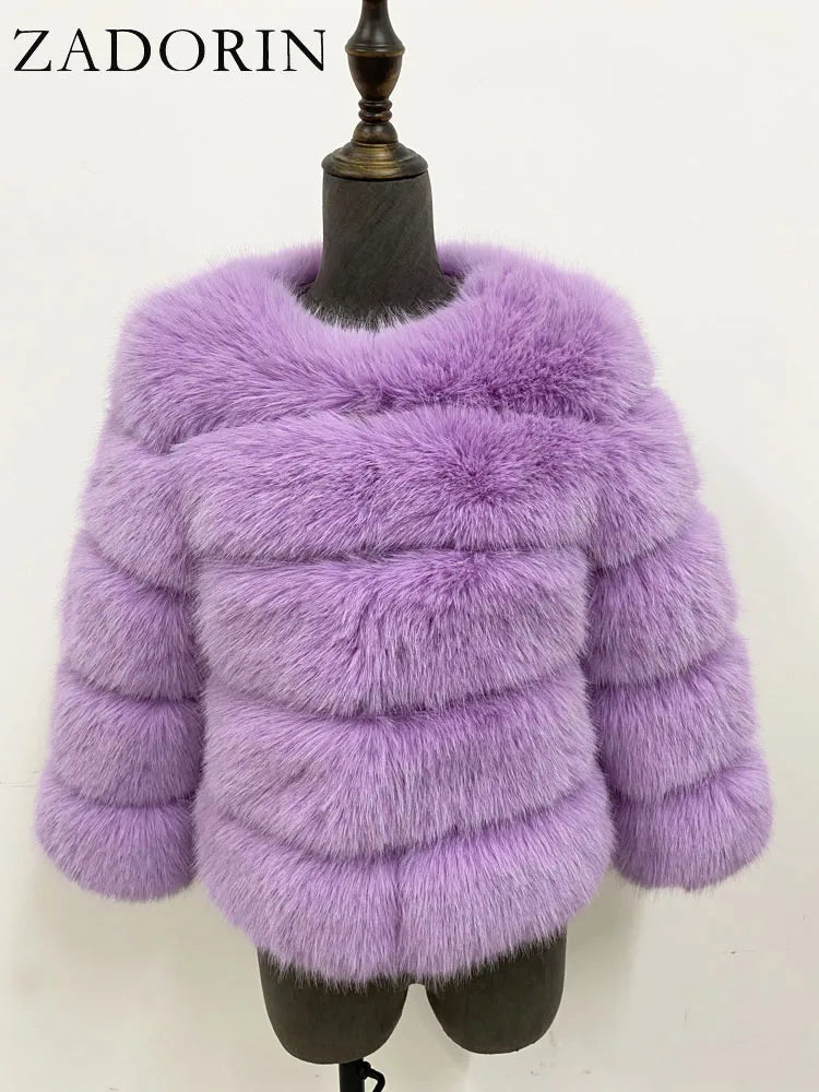 Elegant Fluffy Faux Fur Jacket Top Short Fur Coats Woman Clothing