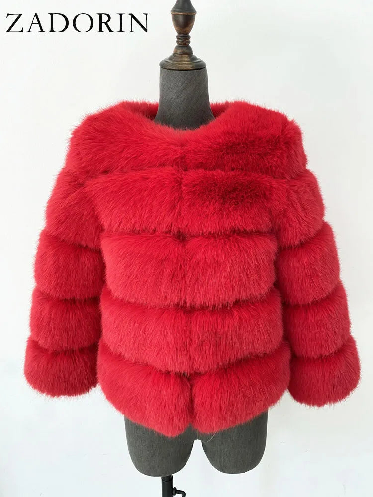 Elegant Fluffy Faux Fur Jacket Top Short Fur Coats Woman Clothing
