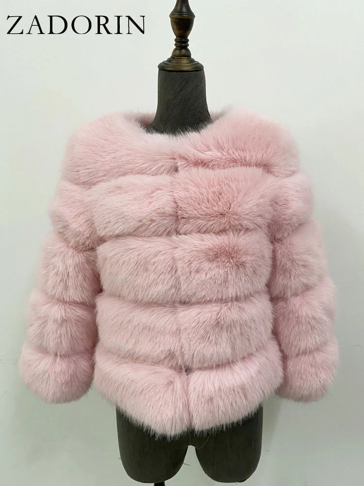 Elegant Fluffy Faux Fur Jacket Top Short Fur Coats Woman Clothing