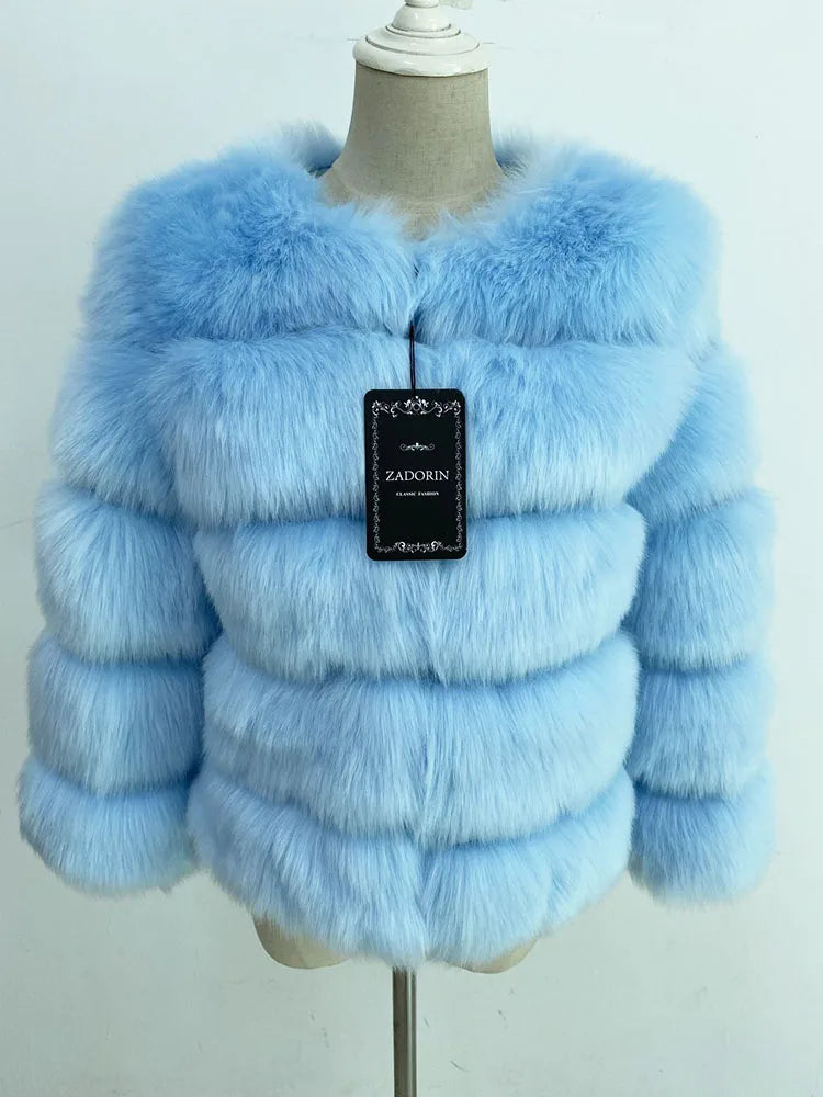 Elegant Fluffy Faux Fur Jacket Top Short Fur Coats Woman Clothing