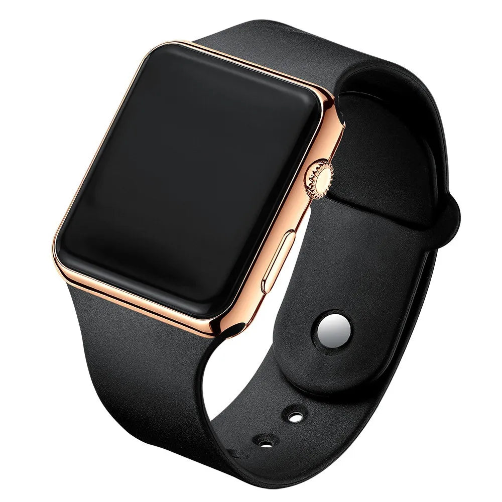 Digital Watch Women Men Square LED Watches Silicone Belt Electronic
