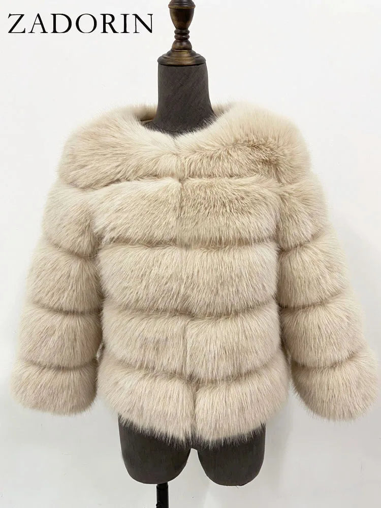 Elegant Fluffy Faux Fur Jacket Top Short Fur Coats Woman Clothing