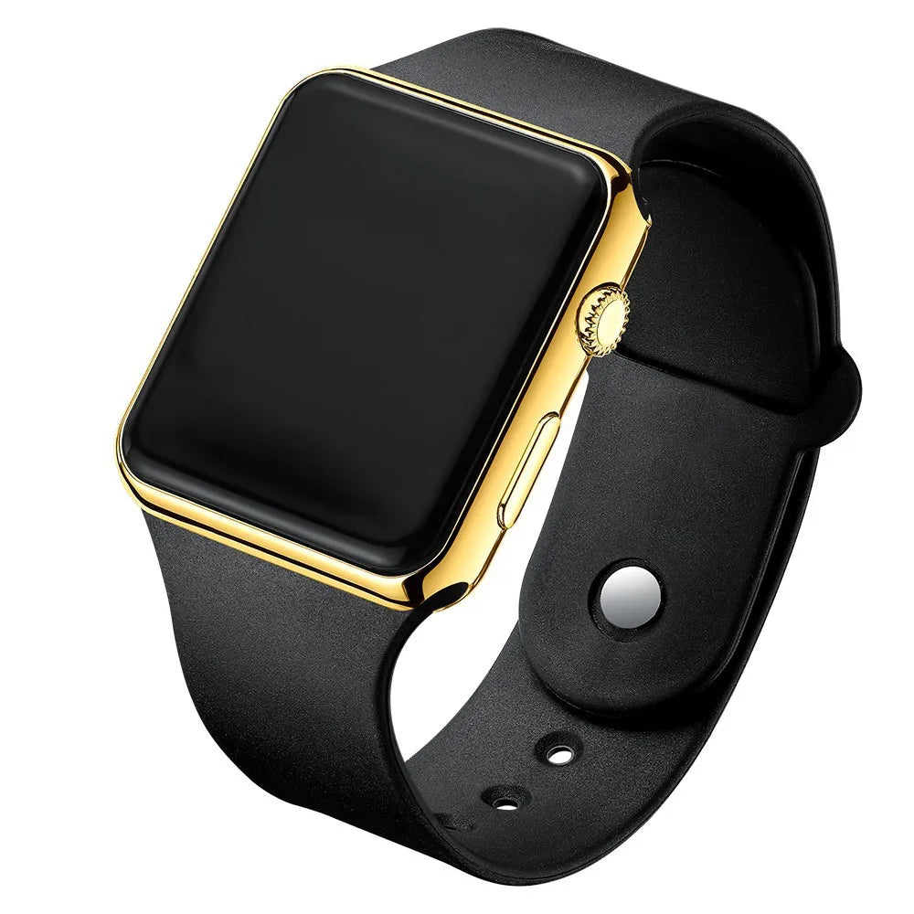 Digital Watch Women Men Square LED Watches Silicone Belt Electronic