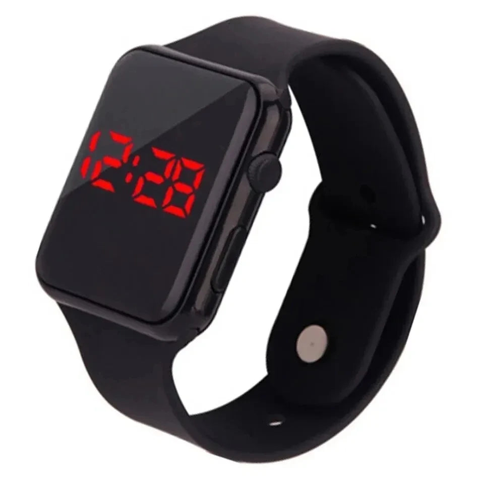 Digital Watch Women Men Square LED Watches Silicone Belt Electronic