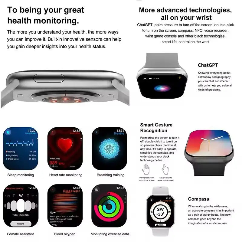 Apple Watch 10 Memory Music Video Bluetooth Call Waterproof NFC