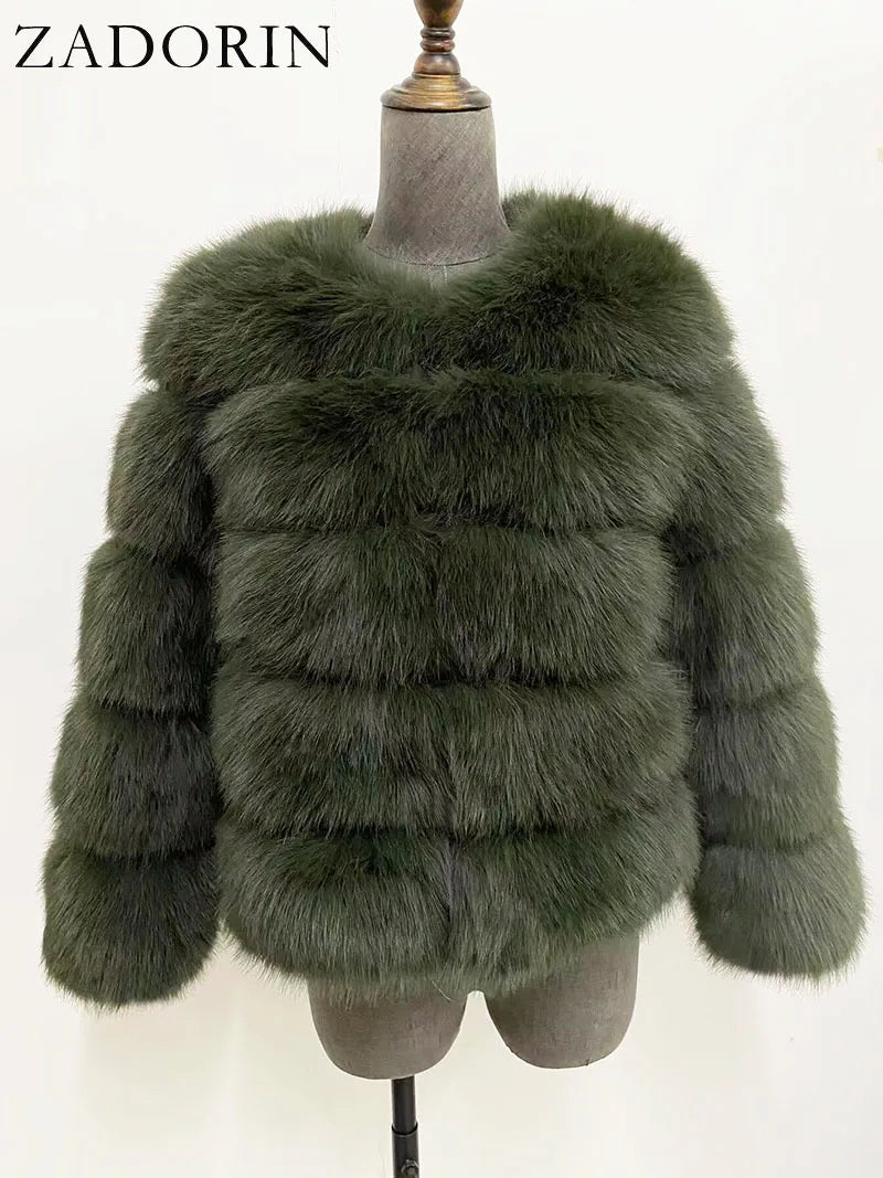Elegant Fluffy Faux Fur Jacket Top Short Fur Coats Woman Clothing