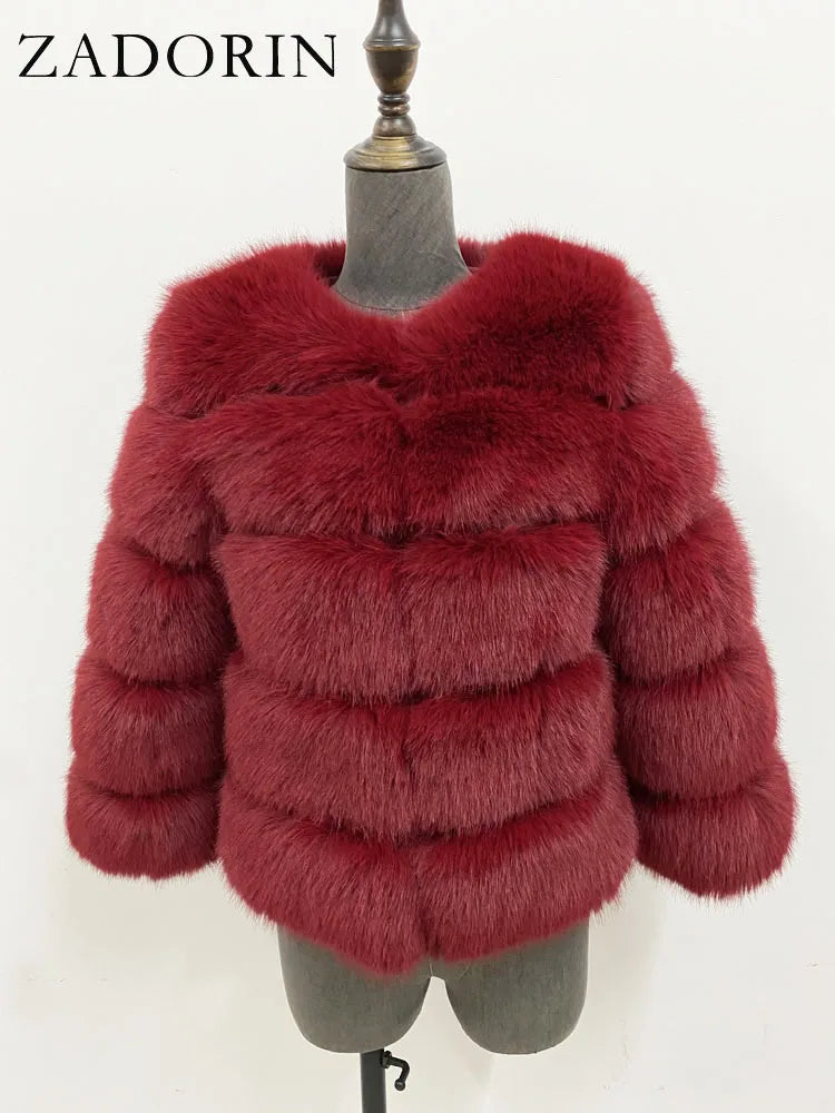 Elegant Fluffy Faux Fur Jacket Top Short Fur Coats Woman Clothing