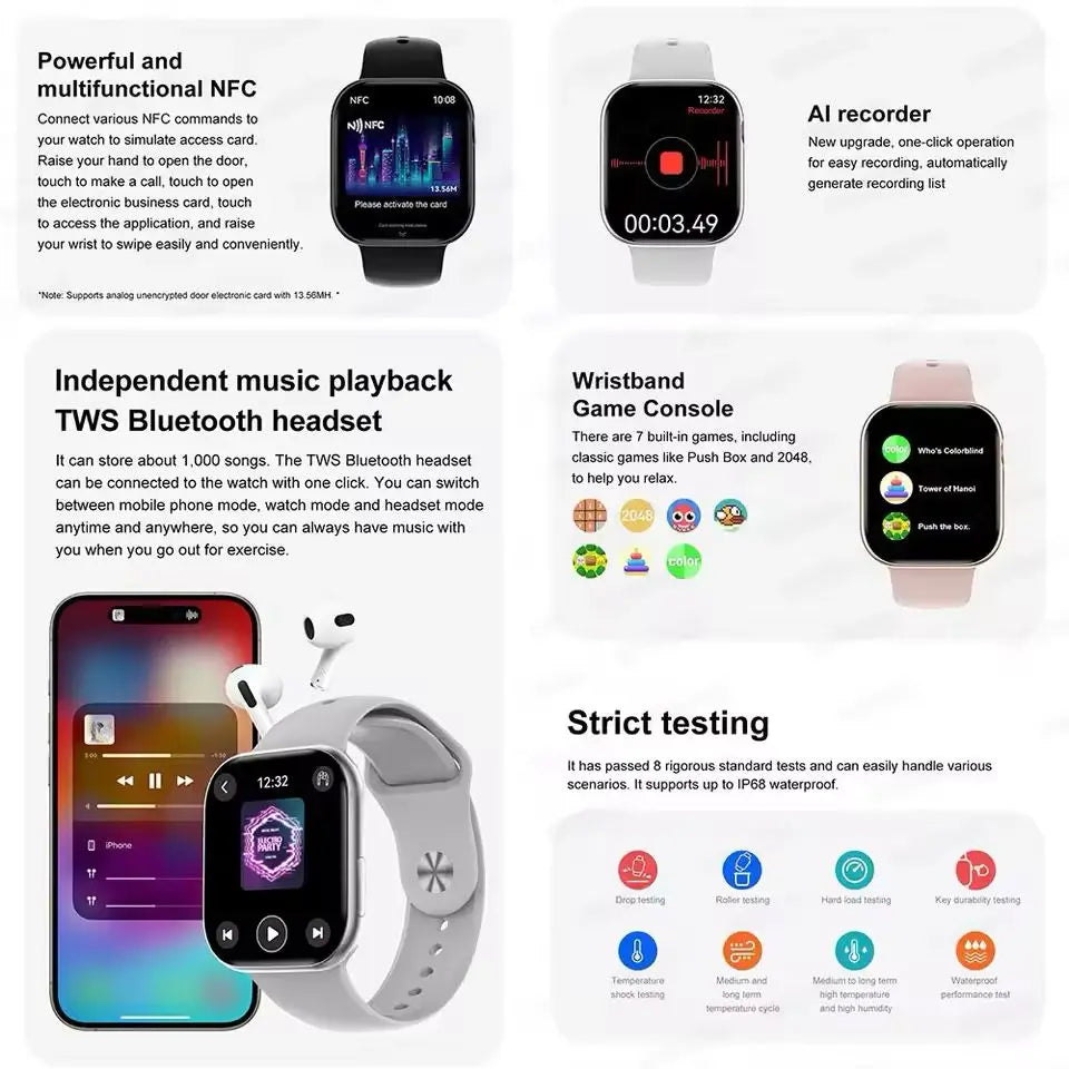 Apple Watch 10 Memory Music Video Bluetooth Call Waterproof NFC