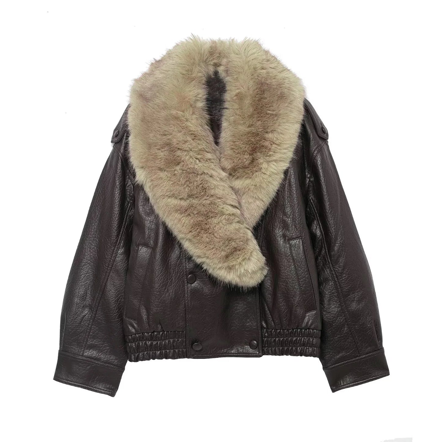 Retro Women Loose Faux Leather Jacket 2025