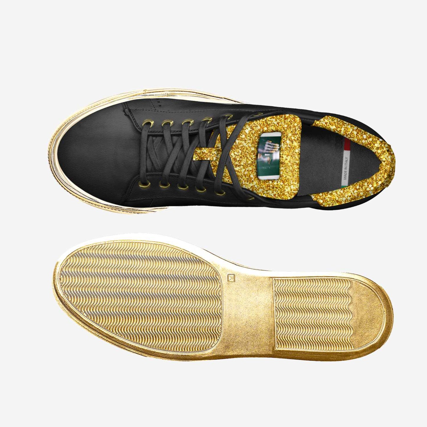 BLACK  is GOLD SHOES !! By Zebra Knight! Made in Italy unisex